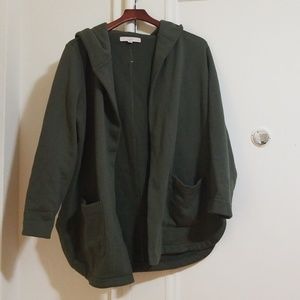 Loft Olive Green Fleece lined open sweater/sweatsh